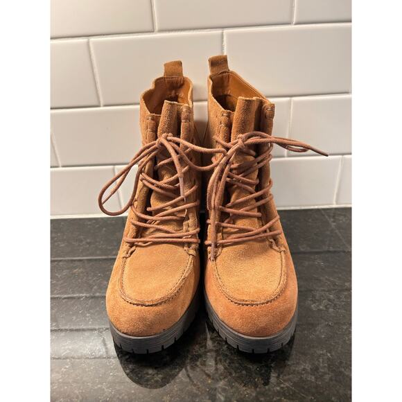 Circus by Sam Edelman Denver Saddle Suede Ankle Boots‎ Block Heel Brown Size 8.5 - Picture 3 of 11